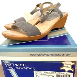 White Mountain Corky Genuine Suede Leather 2" Wedge Heel Sandals 8.5M